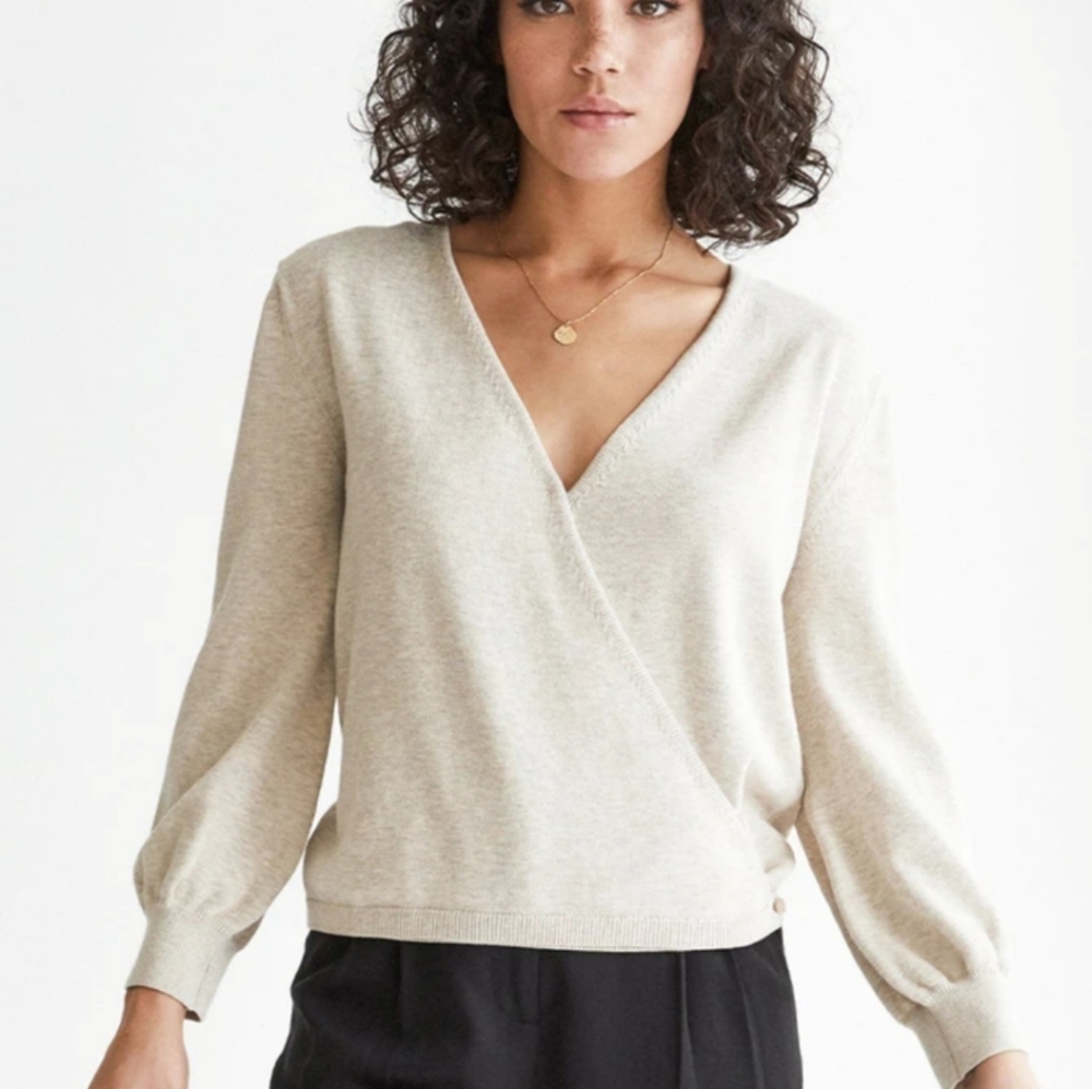 Vetta - Convertible Wrap Sweater - Oatmeal S